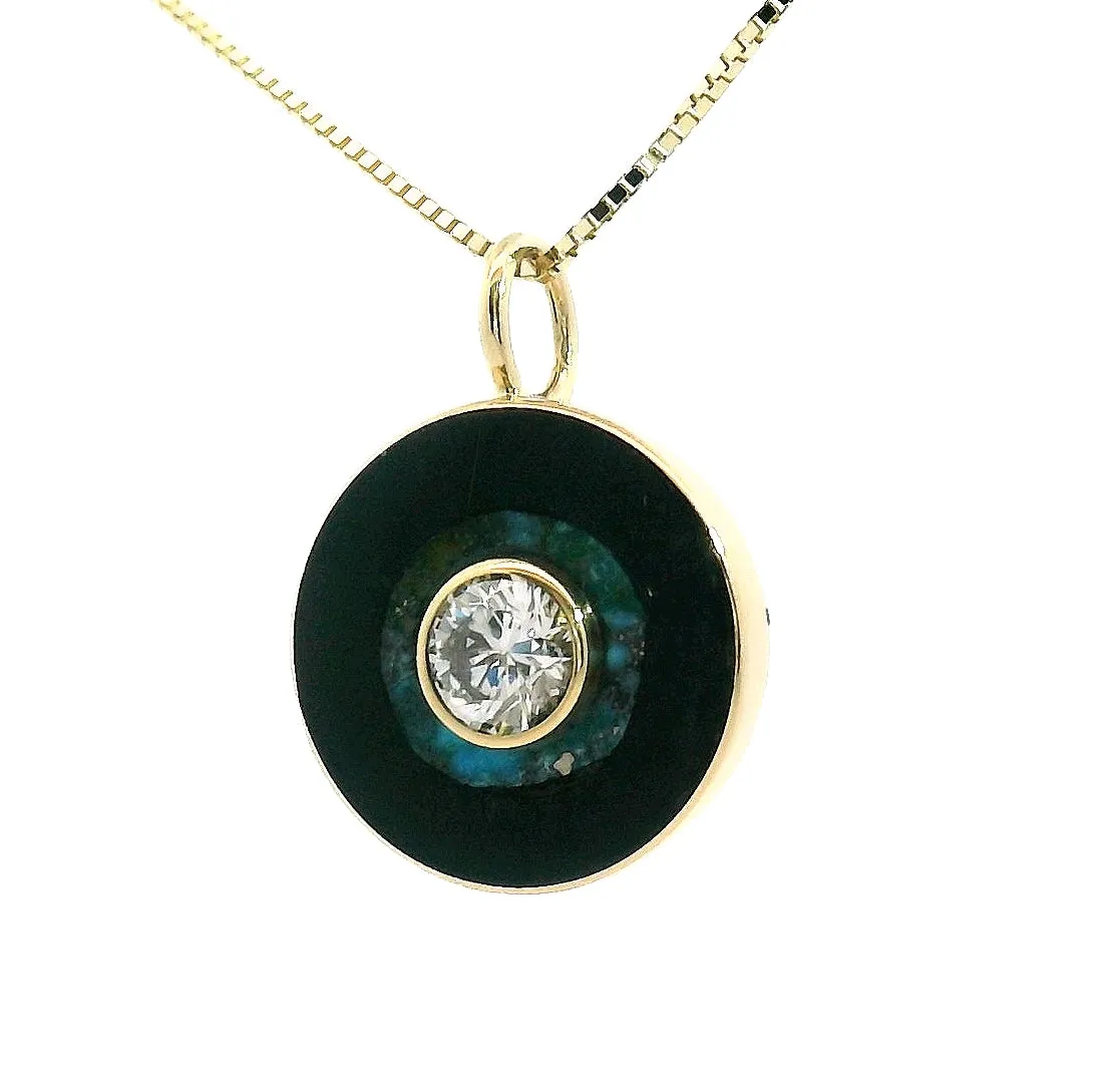 Bullseye Necklace - Black Jade & Polychrome Turquoise sold by Young In The Mountains product image thumbnail 2