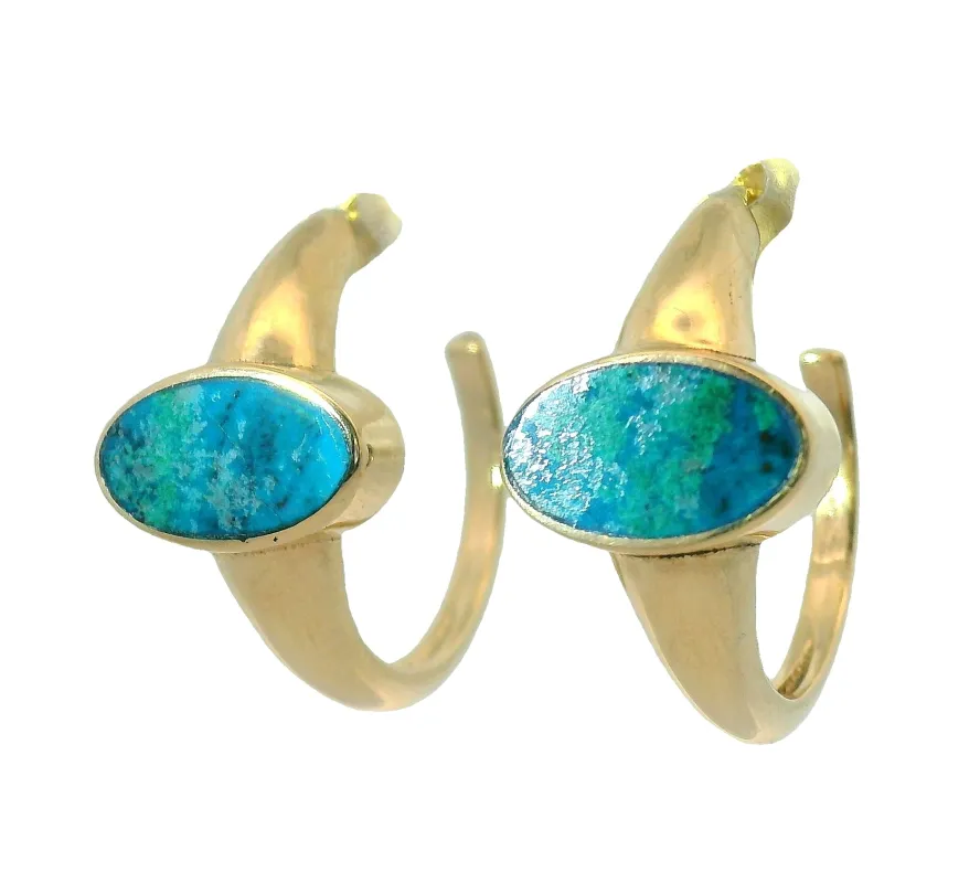 The Polaris Earrings- Chrysocola sold by Young In The Mountains