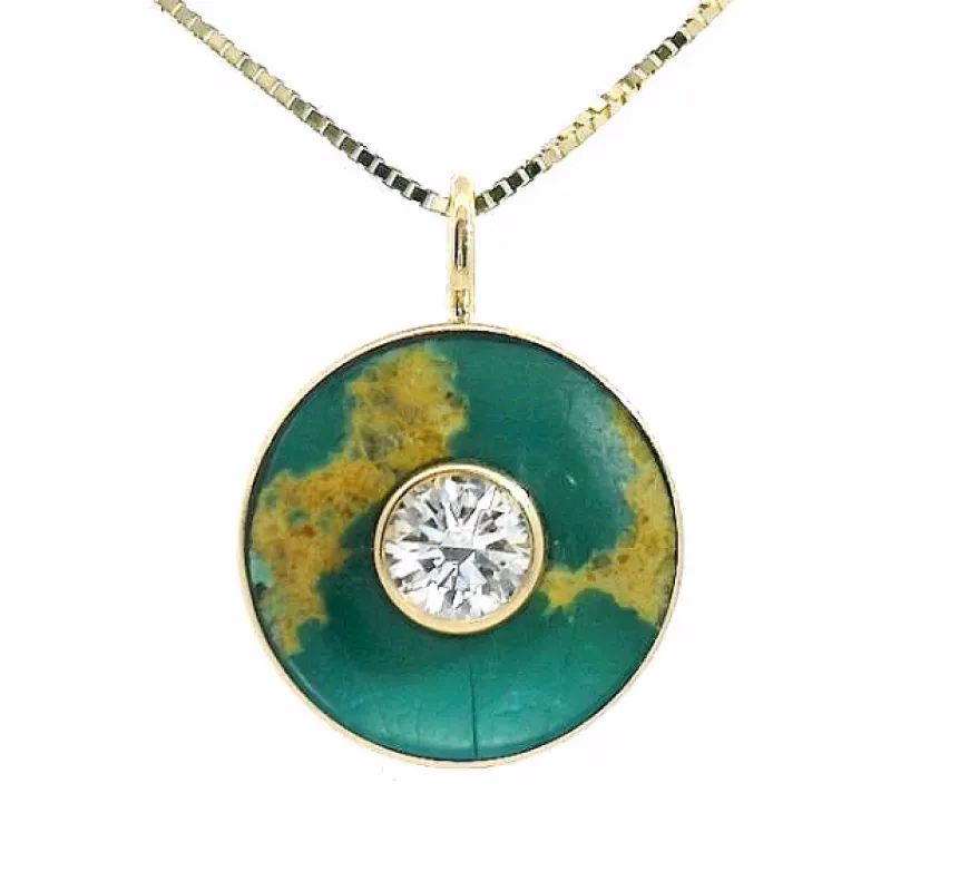 SECONDS JEWELRY : Cerclen Necklace - Green Gold Turquoise & Diamond sold by Young In The Mountains