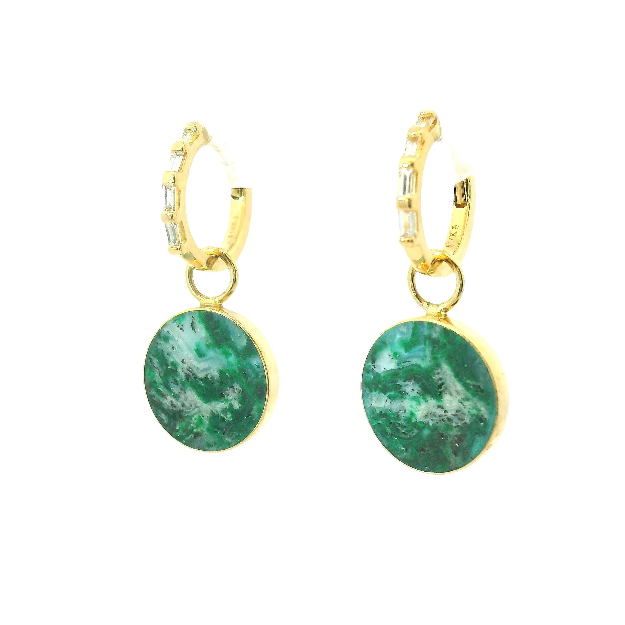 The Circ Earrings - Malachite & Quartz sold by Young In The Mountains product image thumbnail 2