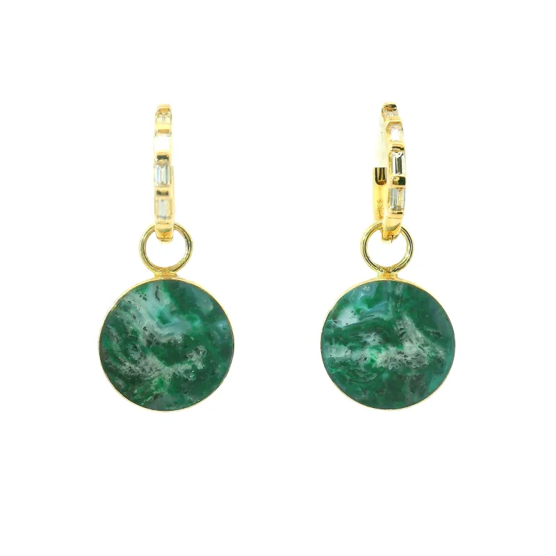 The Circ Earrings - Malachite & Quartz sold by Young In The Mountains