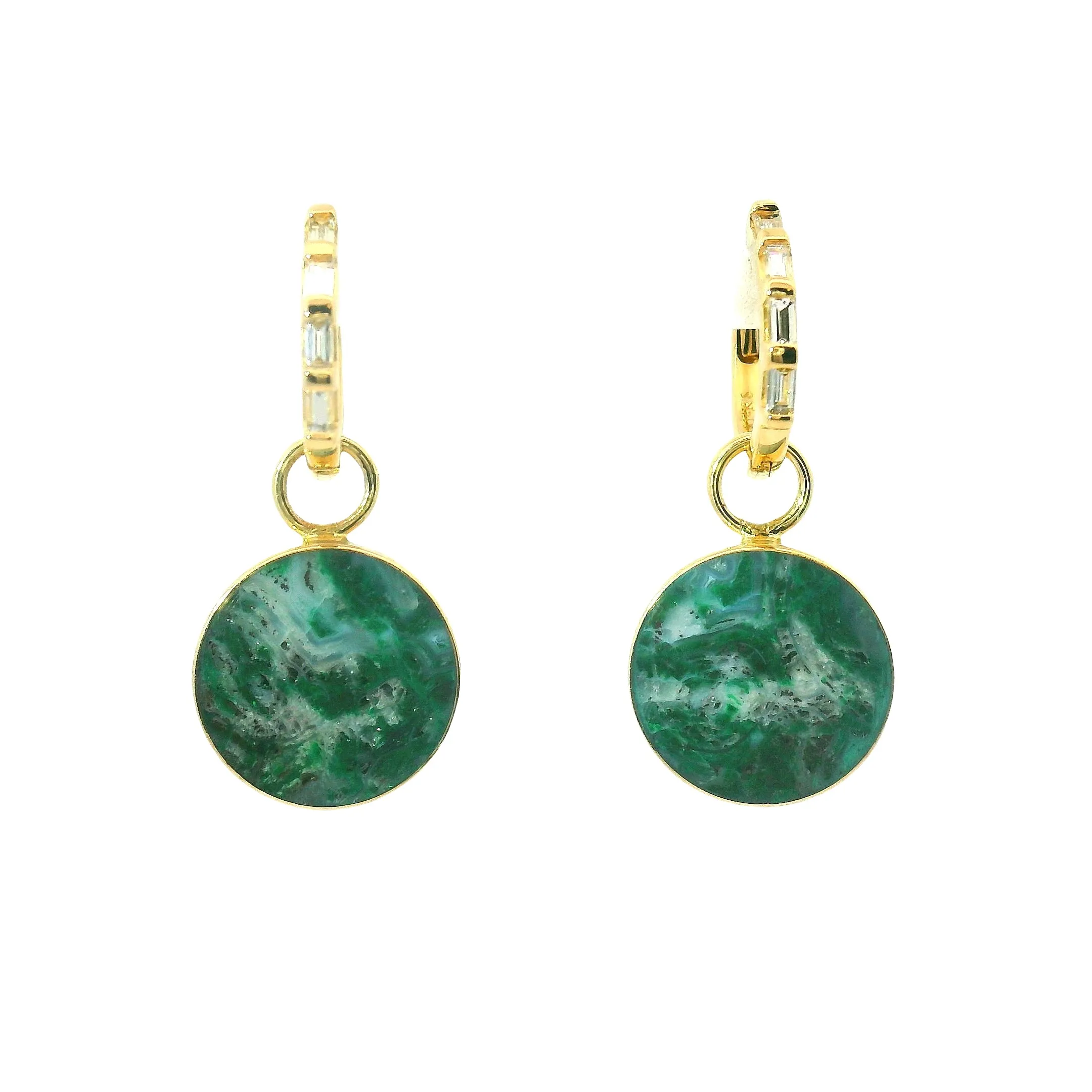 The Circ Earrings - Malachite & Quartz sold by Young In The Mountains