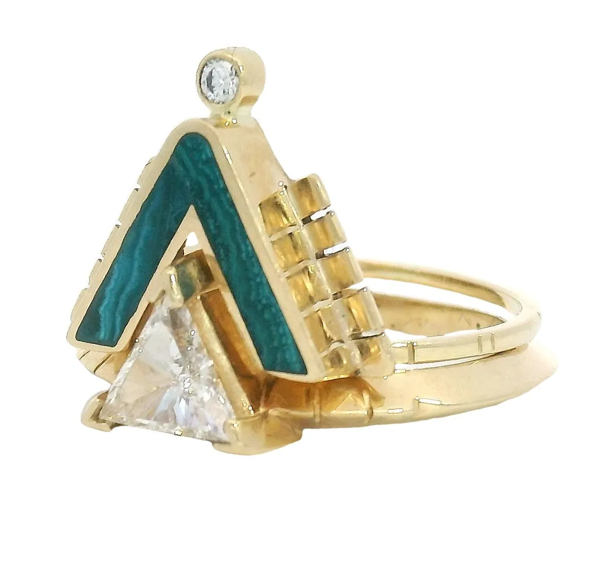 Triangle Diamond Solitaire Ring sold by Young In The Mountains product image thumbnail 2