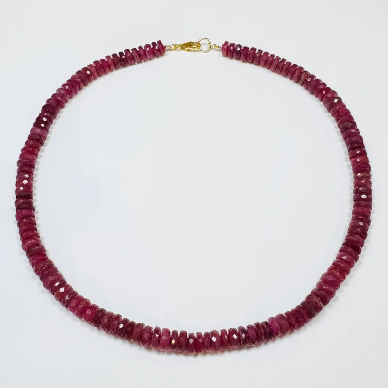pink sapphire faceted heishi cut necklace sold by Theodosia