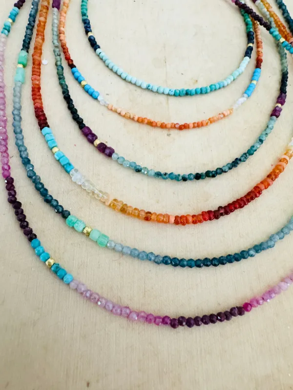 delicate color block necklace, four stations sold by Theodosia