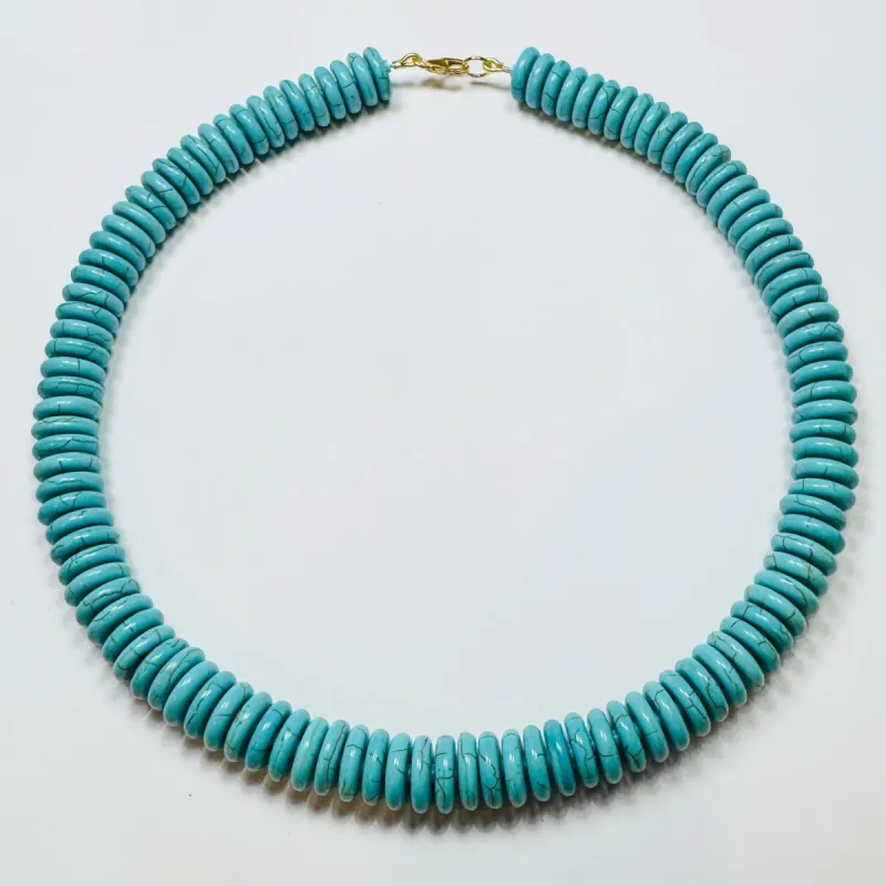turquoise howlite barrel candy necklace sold by Theodosia