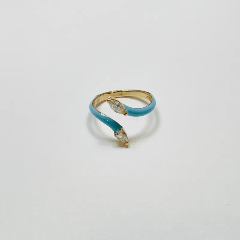 diamond turquoise enamel ring sold by Theodosia