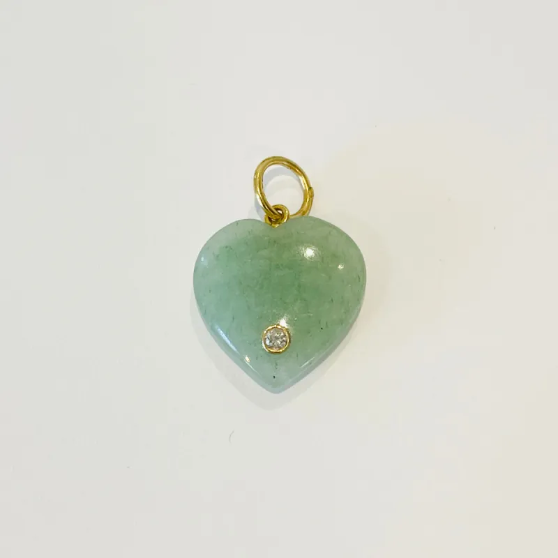 jade heart pendant with diamond sold by Theodosia
