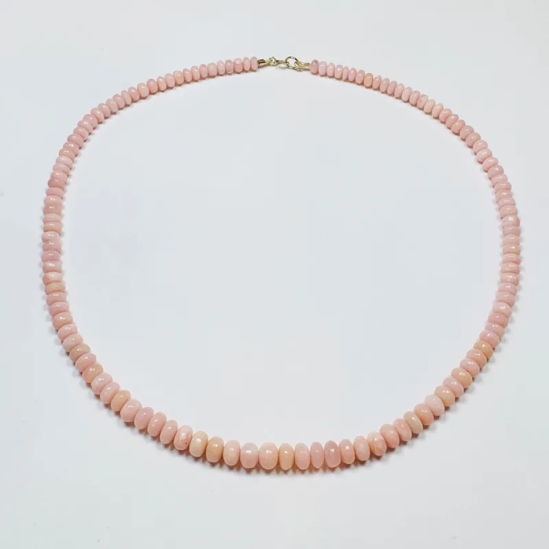 smooth AAA quality pink opal necklace sold by Theodosia