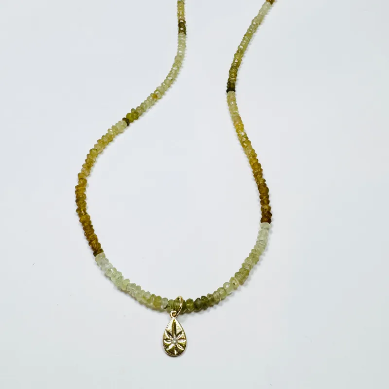 gemstone chain with diamond and gold teardrop sold by Theodosia