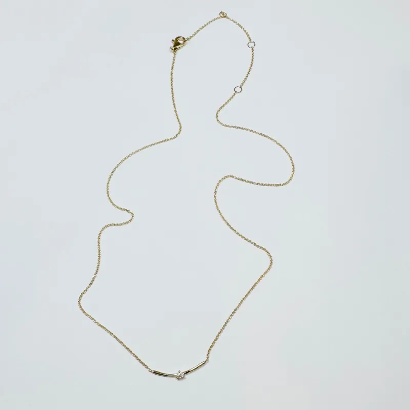 gold bar center diamond necklace sold by Theodosia