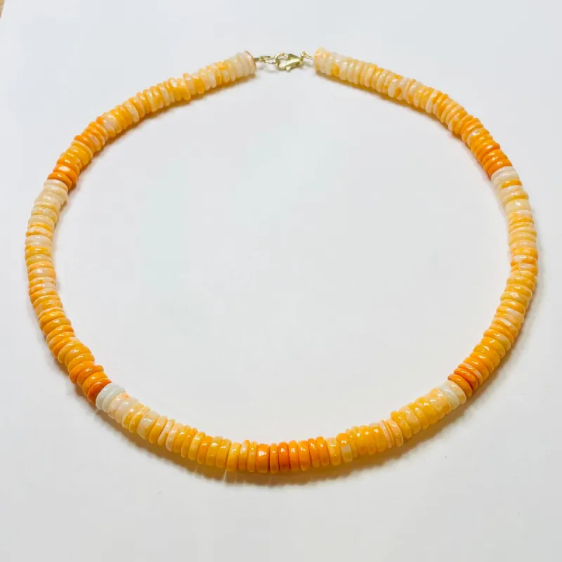 orange creamsicle heishi opal candy necklace sold by Theodosia