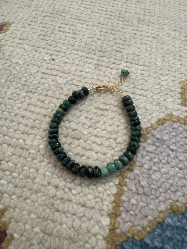 raw emerald bracelet sold by Theodosia