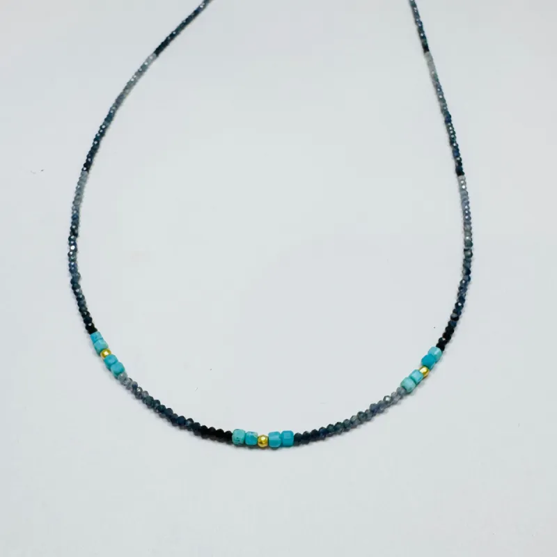 delicate color block necklace, three stations sold by Theodosia