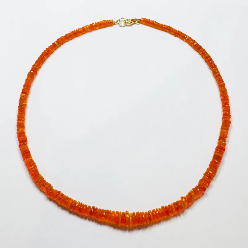 faceted orange Ethiopian opal candy necklace sold by Theodosia