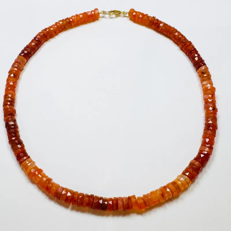 shaded carnelian heishi necklace sold by Theodosia