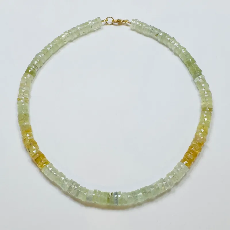 citrus prehnite heishi cut candy necklace sold by Theodosia