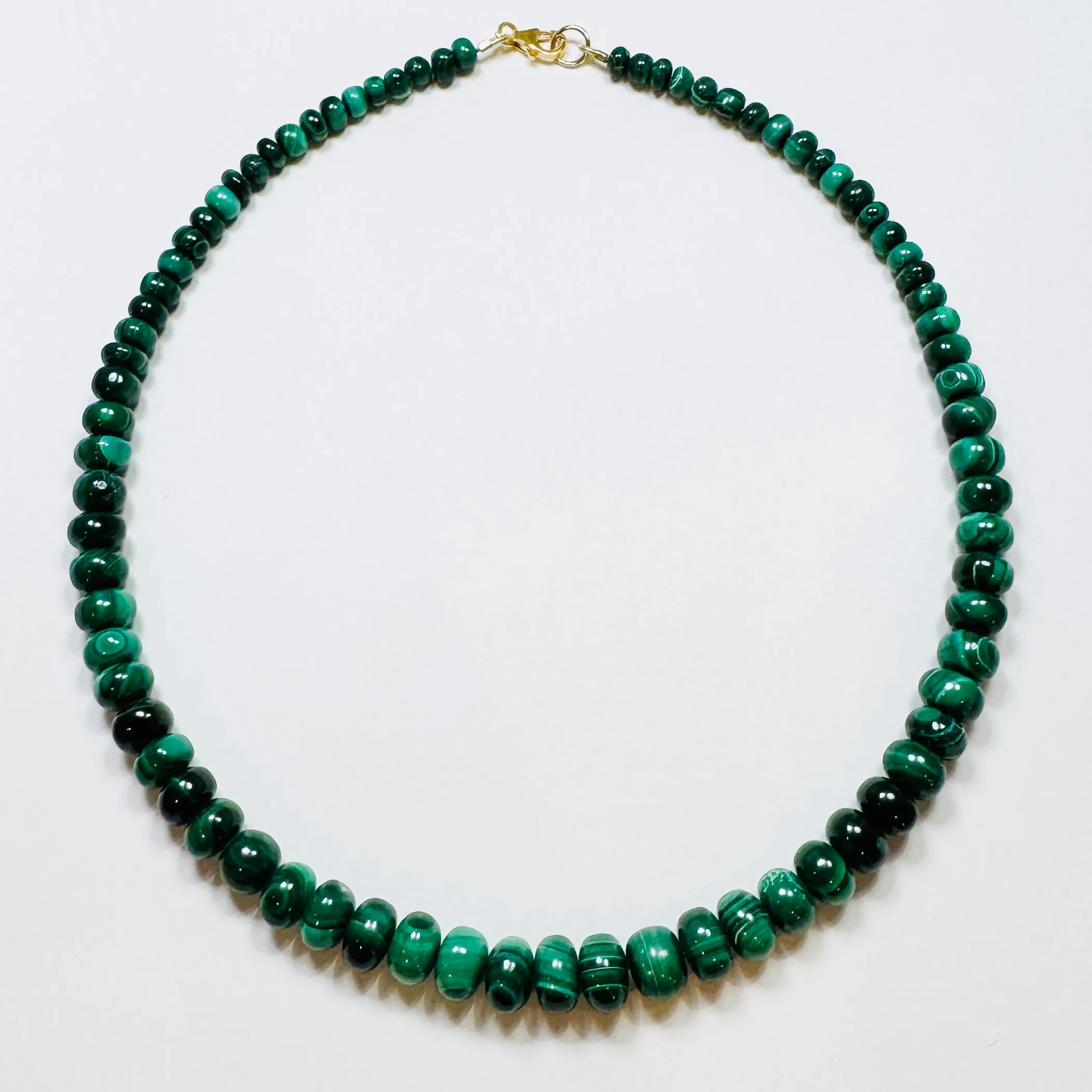malachite candy necklace, graduated sold by Theodosia