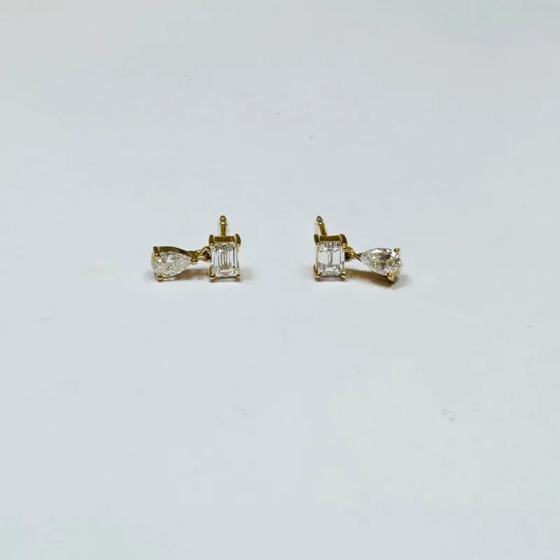 baguette pear drop studs sold by Theodosia