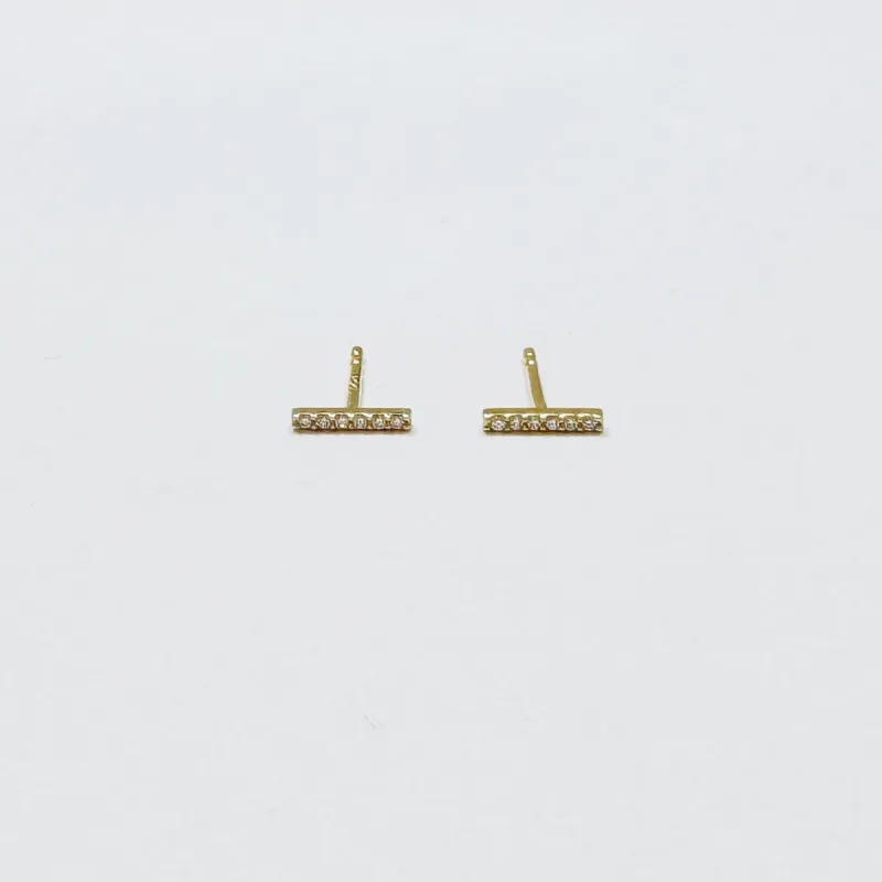 classic pave diamond bar studs sold by Theodosia