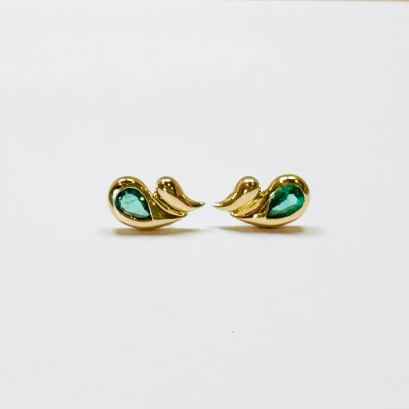 emerald droplet studs made by Theodosia