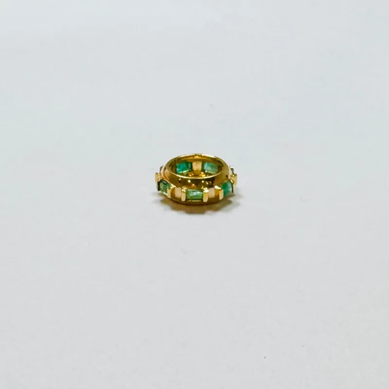 green sapphire bagutte barrel bead charm, 14 mm made by Theodosia