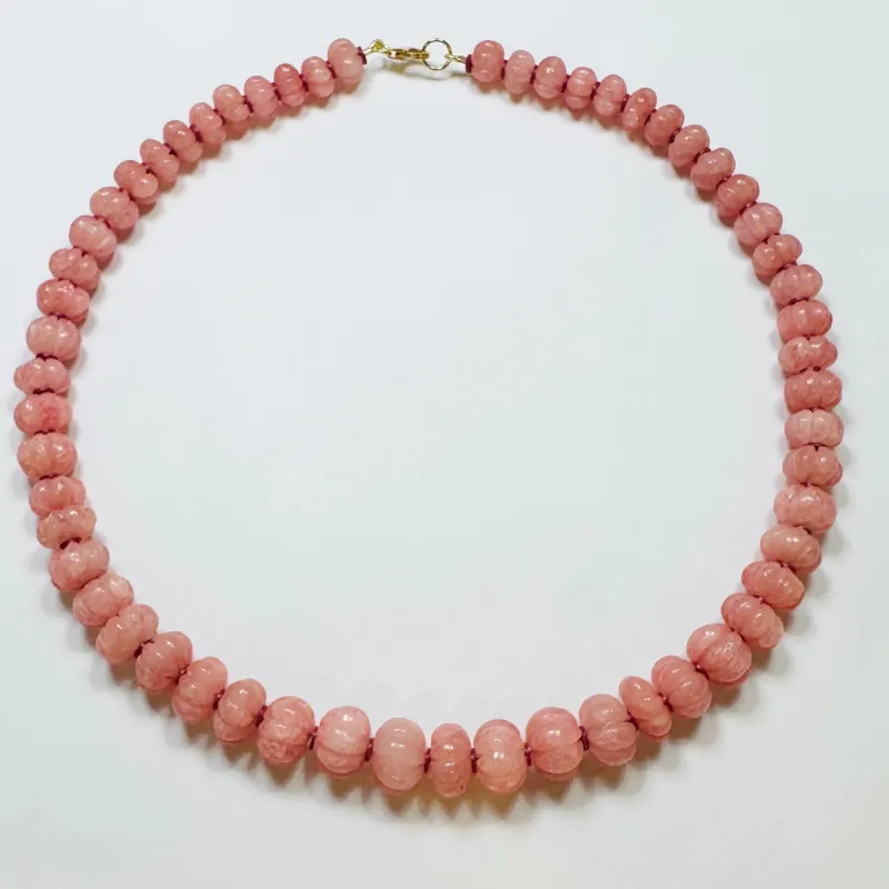 carved pink aquamarine candy necklace sold by Theodosia