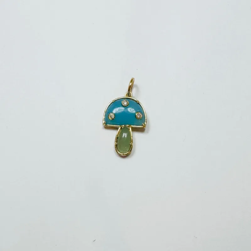 chalcedony and turquoise or carnelian  mushroom pendant sold by Theodosia