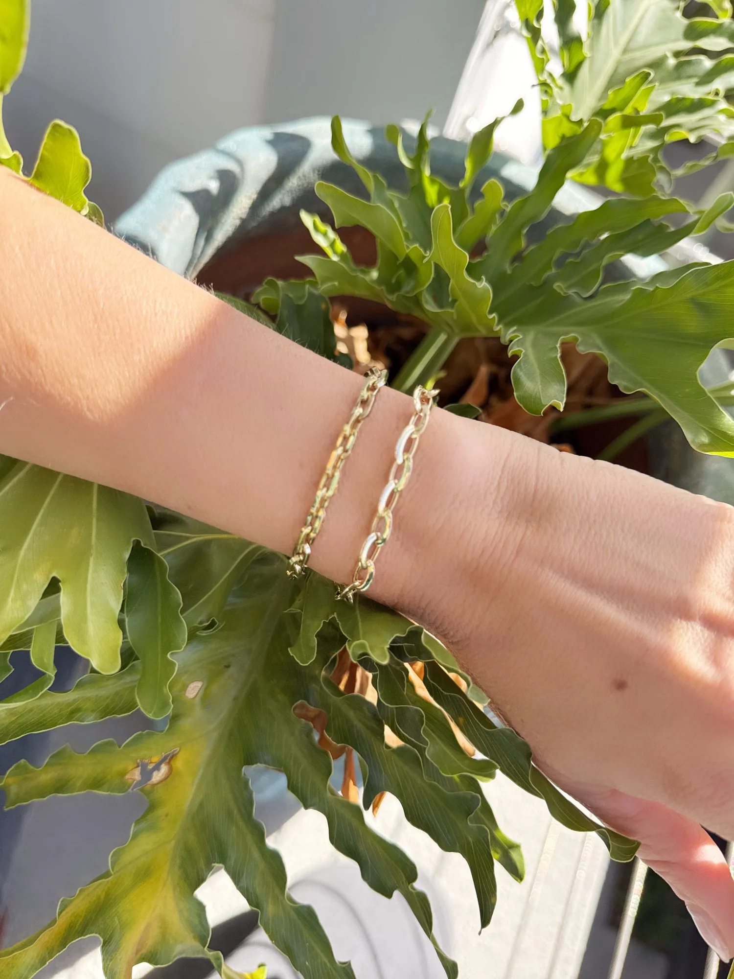 14k gold block chain bracelet sold by Theodosia product image thumbnail 2
