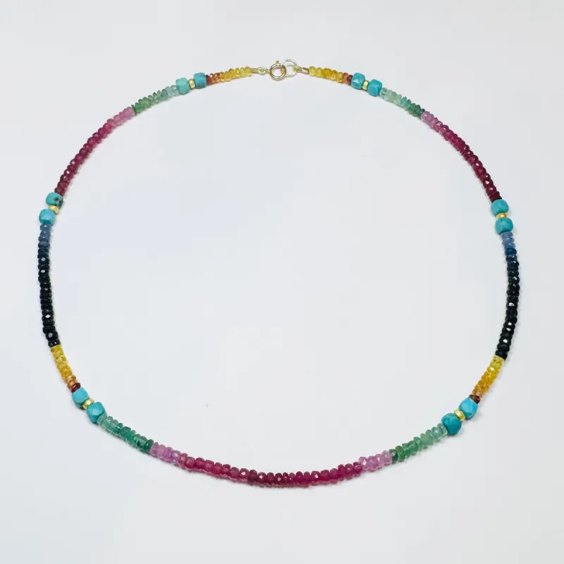 rainbow sapphire and turquoise necklace sold by Theodosia