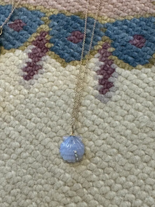 chalcedony shell on chain sold by Theodosia