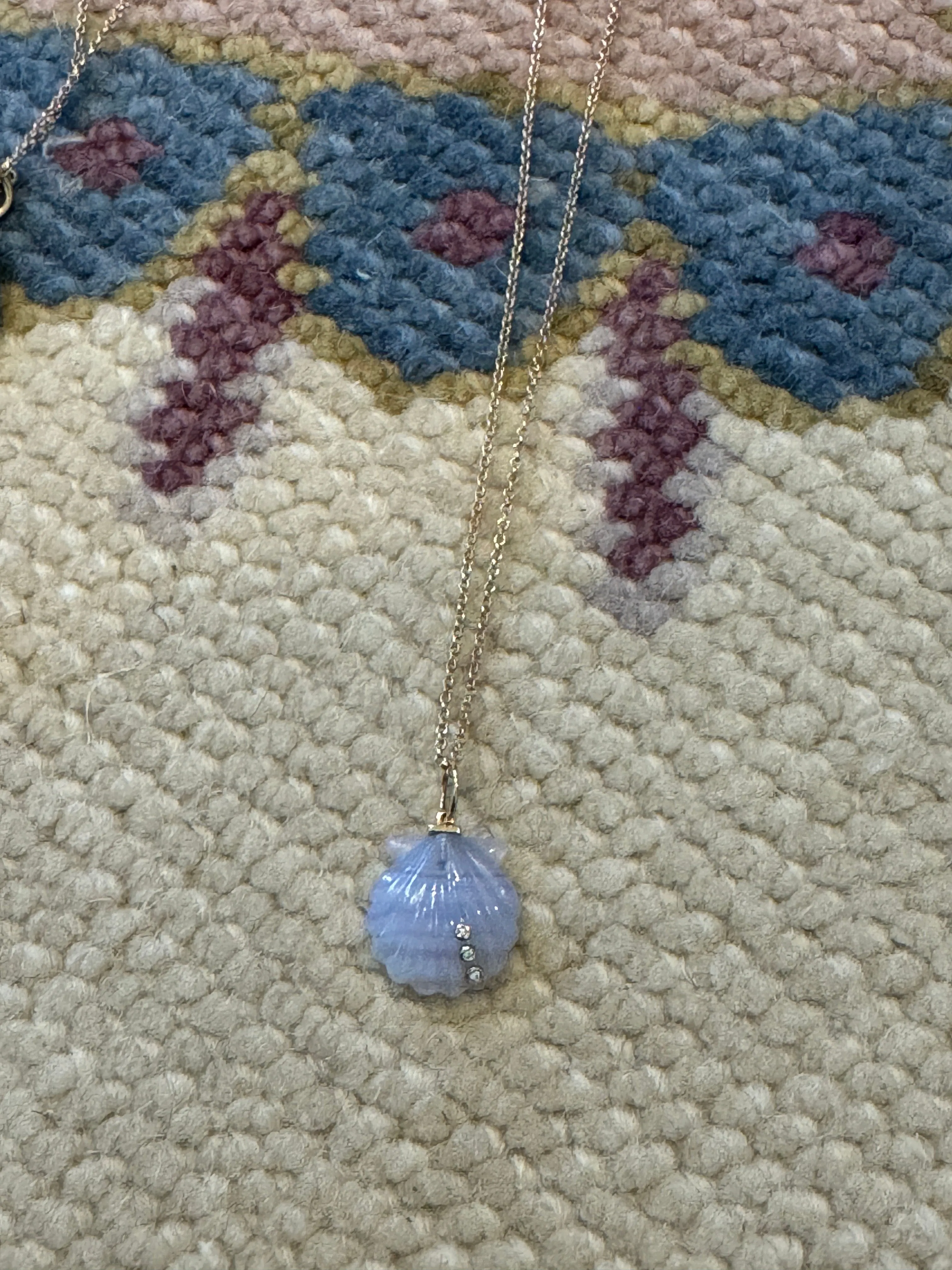 chalcedony shell on chain sold by Theodosia