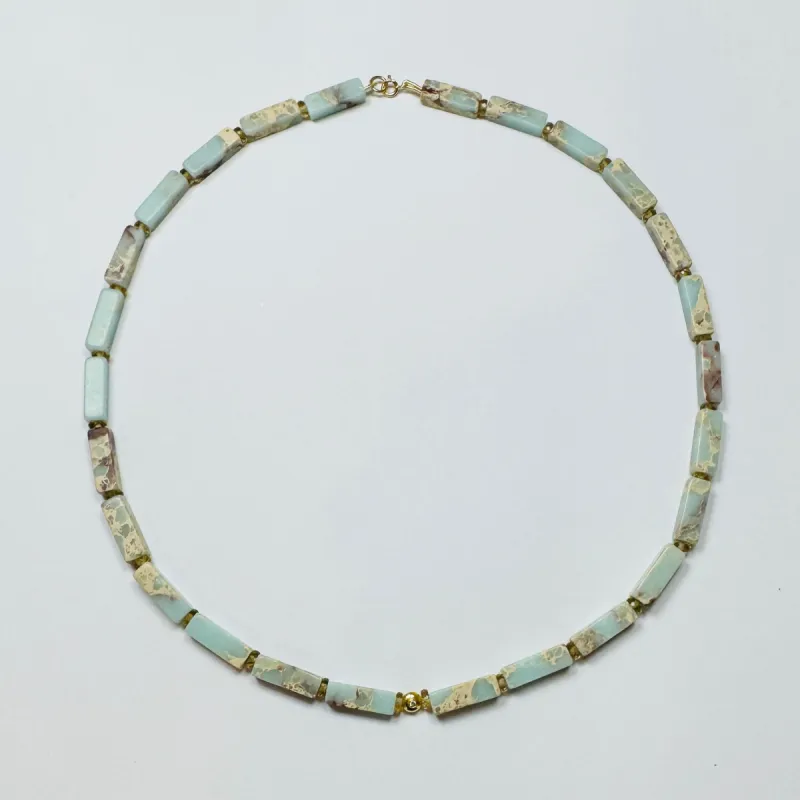 imperial jasper necklace with diamond bead made by Theodosia