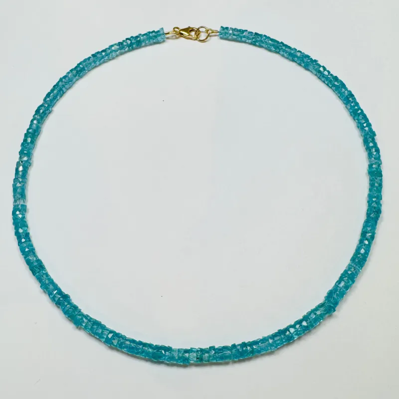 faceted apatite heishi necklace, 6mm sold by Theodosia