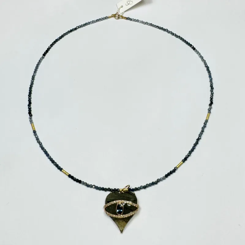 Labradorite heart on shaded blue sapphire sold by Theodosia