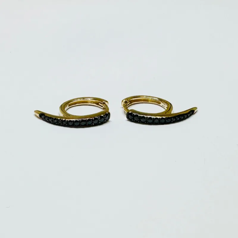 illusion pave black diamond huggies sold by Theodosia