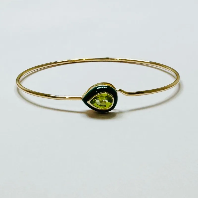 peridot pear bangle sold by Theodosia