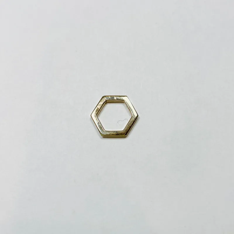 small hexagon gold connector made by Theodosia