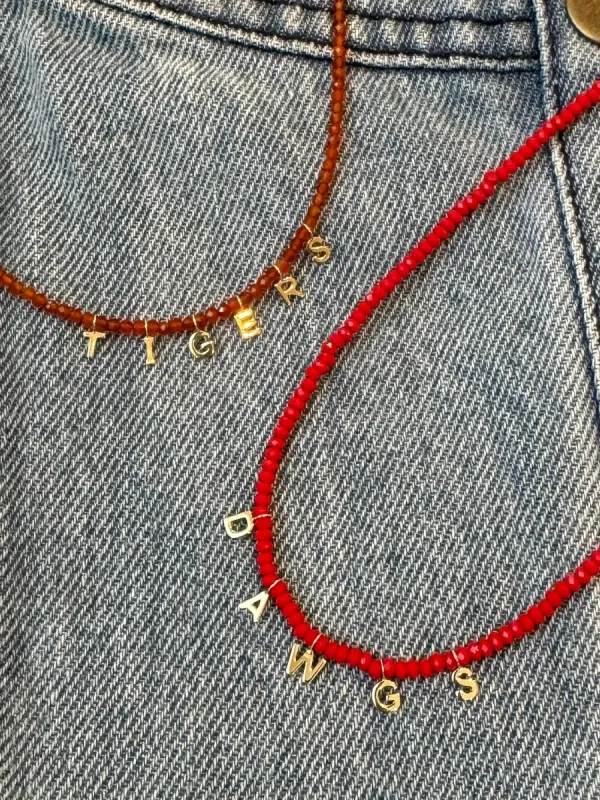 gameday letter necklace sold by Theodosia