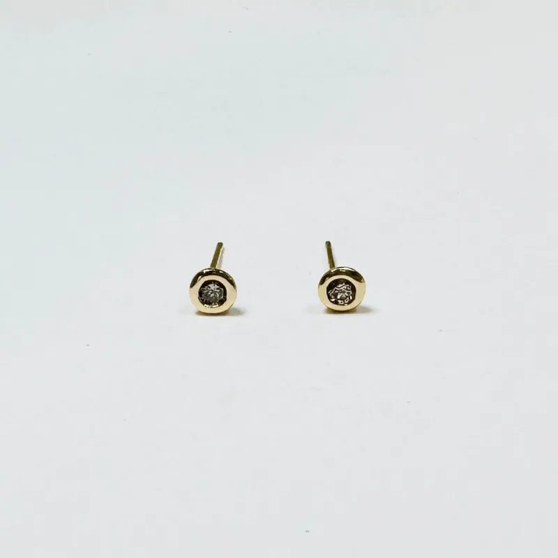 bezel set diamond studs, 4mm sold by Theodosia