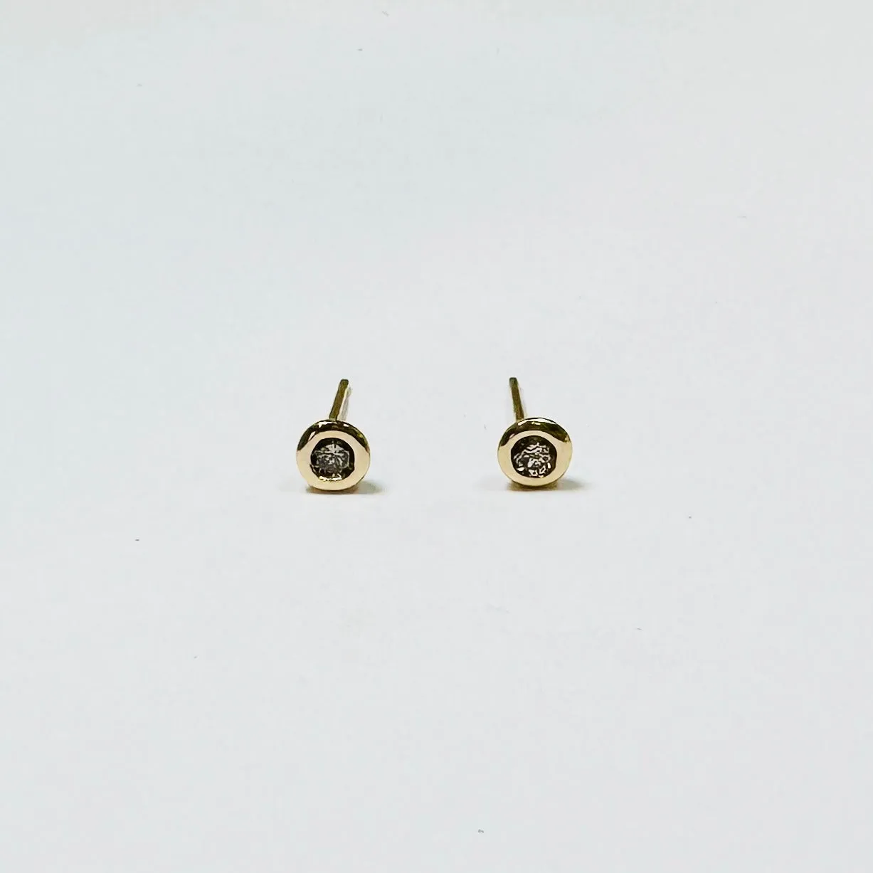 bezel set diamond studs, 4mm sold by Theodosia