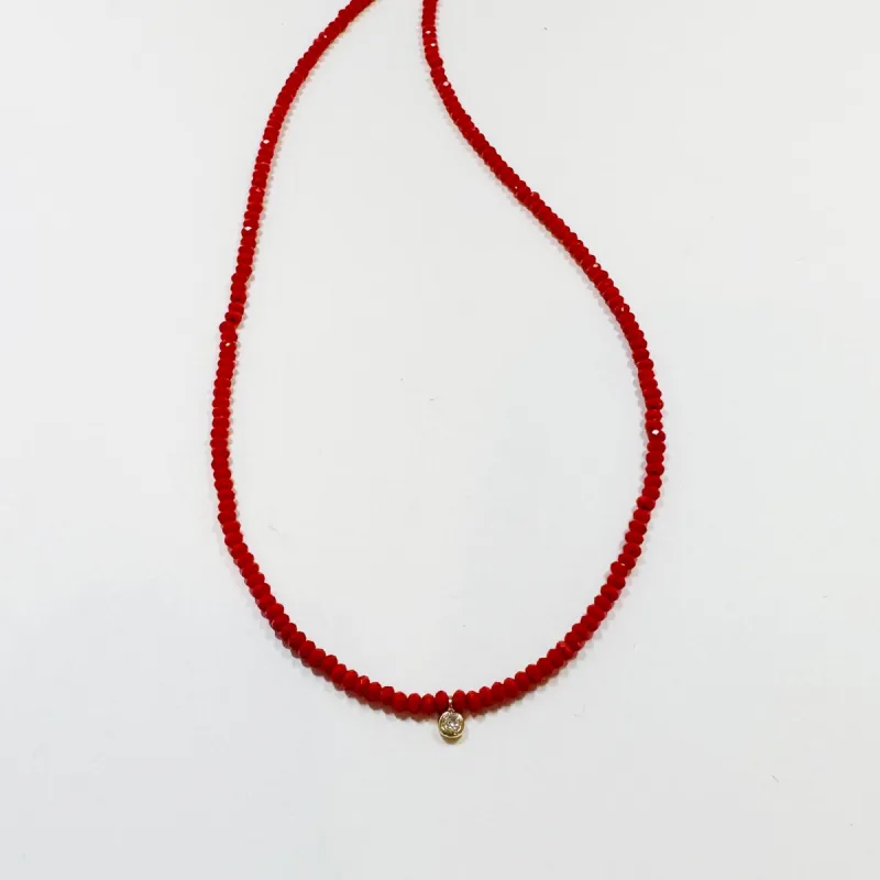 delicate necklace with bezel set diamond sold by Theodosia
