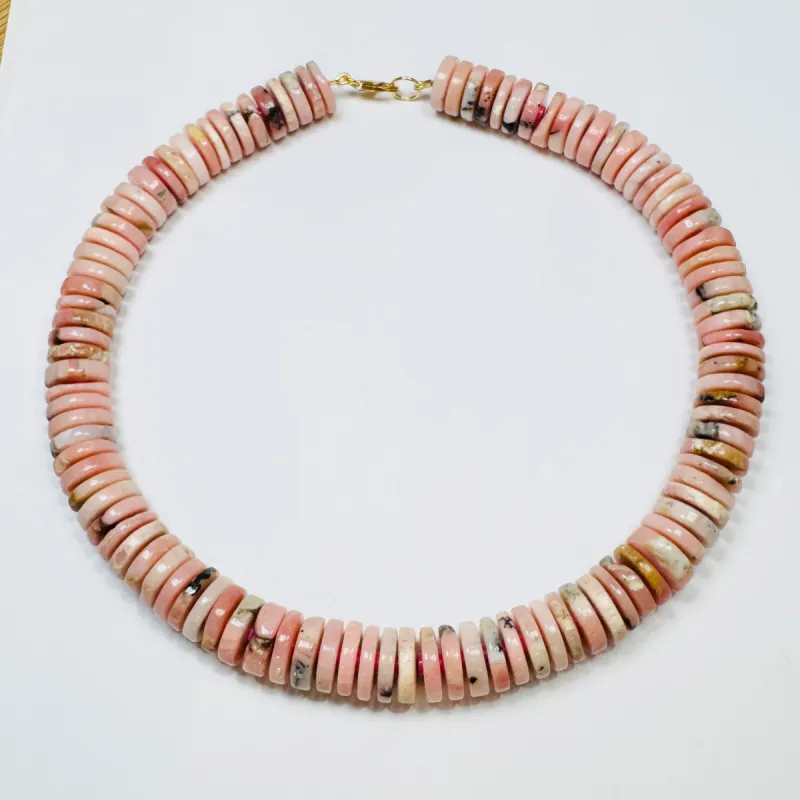 speckled pink opal statement necklace sold by Theodosia