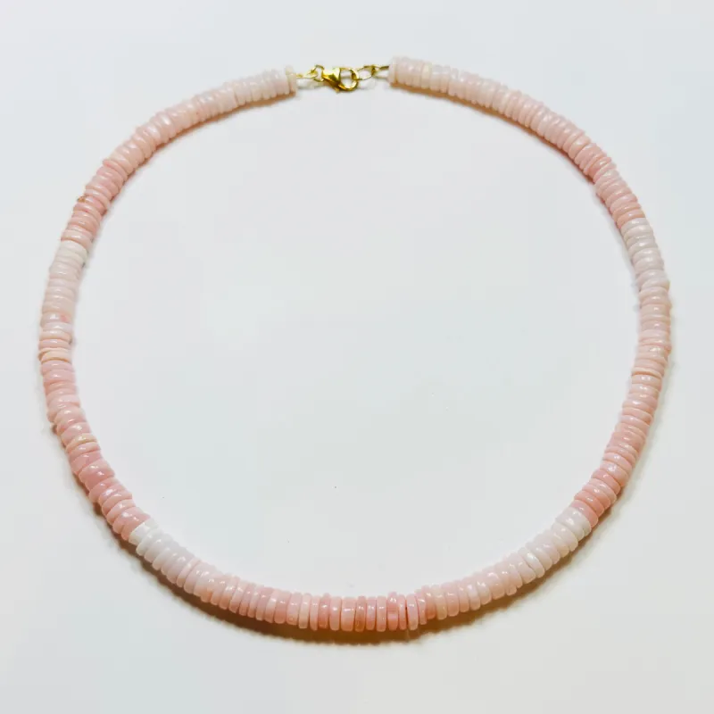 shaded pink opal heishi cut necklace sold by Theodosia