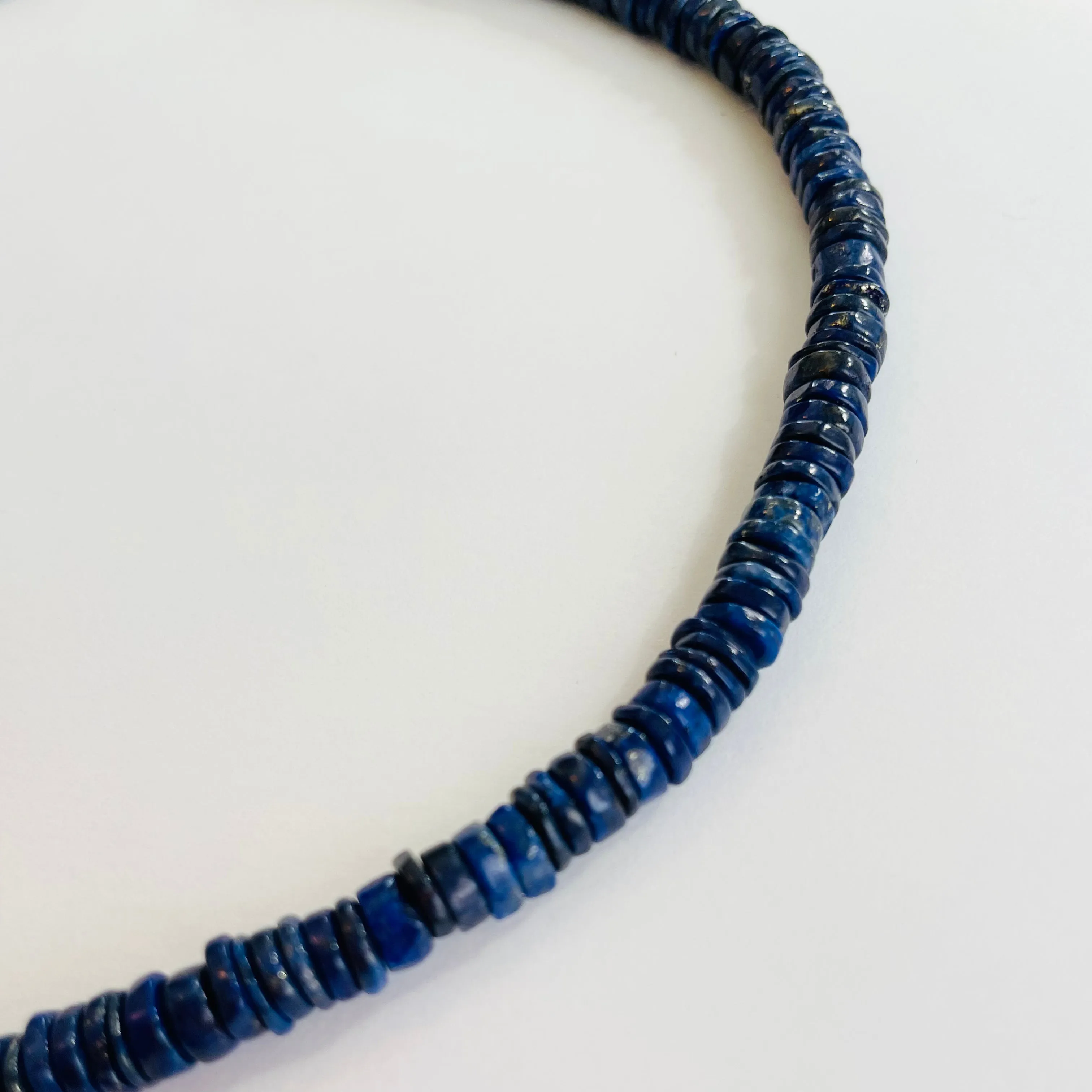 lapis smooth heishi candy necklace, 7mm sold by Theodosia product image thumbnail 2