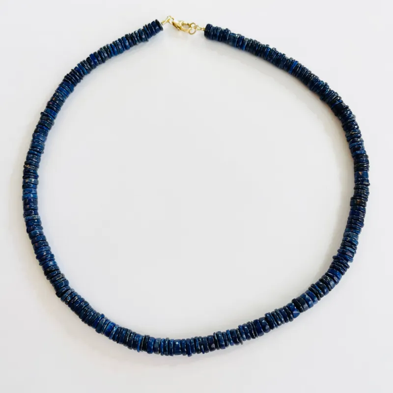 lapis smooth heishi candy necklace, 7mm sold by Theodosia