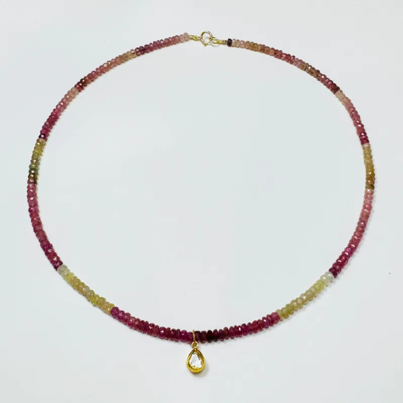 hand cut poki diamond on gemstone chain sold by Theodosia