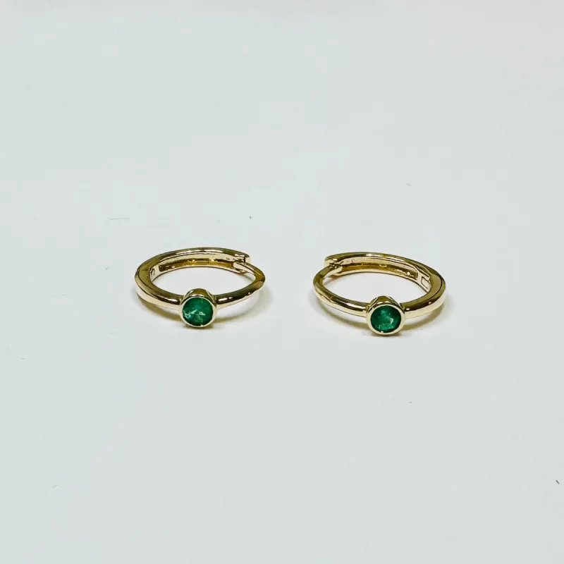 bezel emerald huggies sold by Theodosia