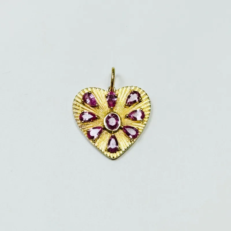 pink sapphire fluted heart pendant sold by Theodosia