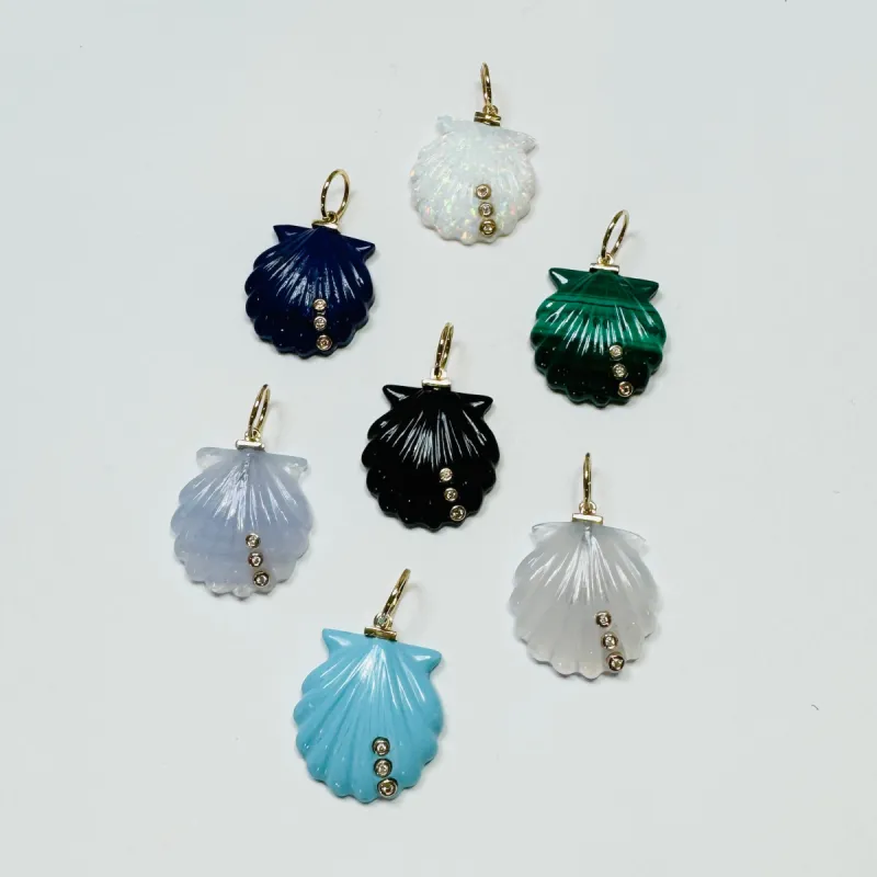 carved clam shell pendant, small made by Theodosia